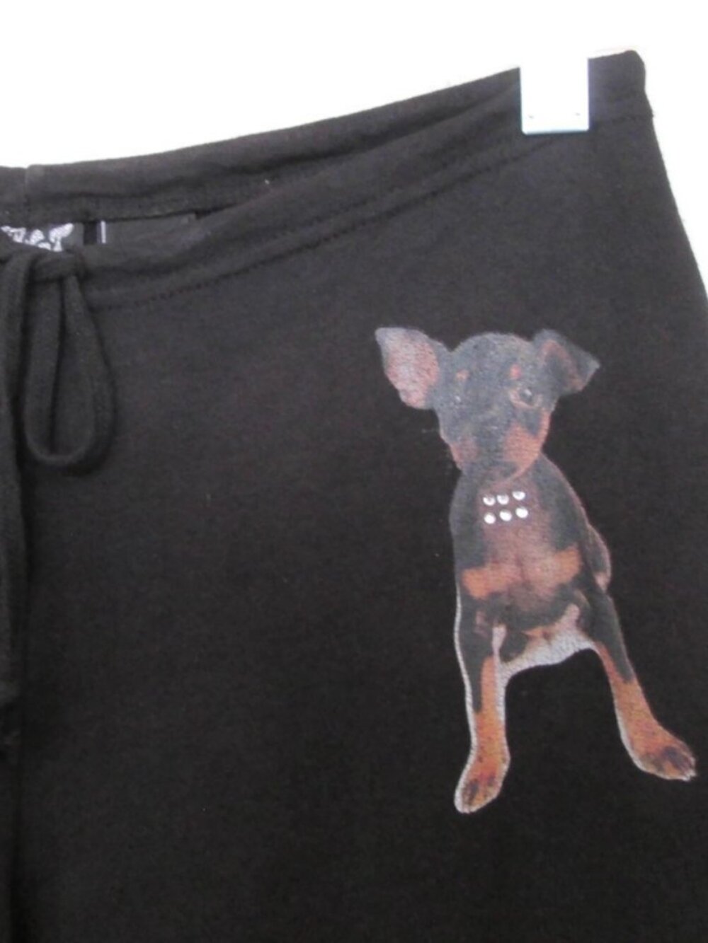 1990s vintage y2k black dog yoga pants size xs extra small cute puppy
